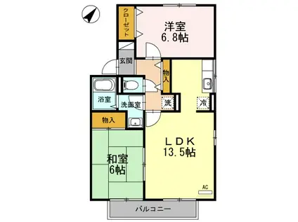 シャルマン I棟(2LDK/1階)の間取り写真