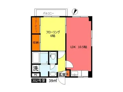 アルルセンゾク(1LDK/3階)の間取り写真
