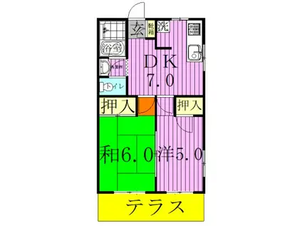 ライトハイツ(2DK/2階)の間取り写真