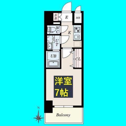 SーRESIDENCE尾頭橋CLARITY(1K/7階)の間取り写真