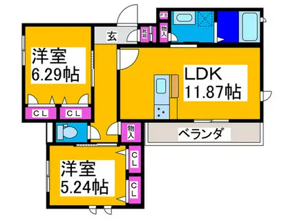 シャーメゾン菊(2LDK/1階)の間取り写真