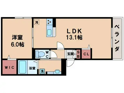 ヴィラ クロシェット(1LDK/1階)の間取り写真