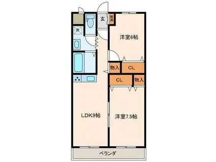 ベルメゾン蔦(2LDK/5階)の間取り写真