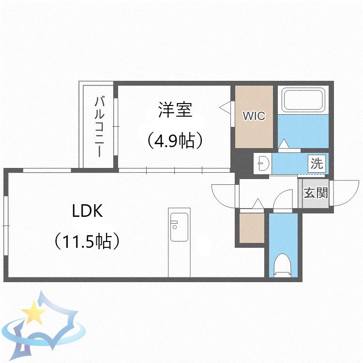 CARRERA行啓通(1LDK/1階)の間取り写真