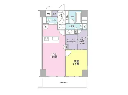 プロスペクト・グラーサ広尾(1SLDK/2階)の間取り写真