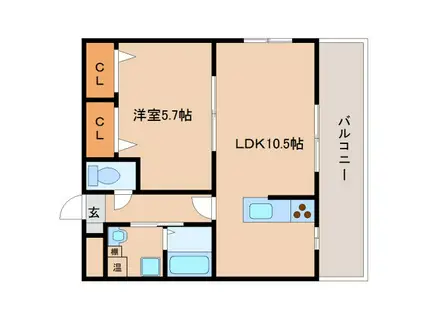 結充イムーブル(1LDK/2階)の間取り写真