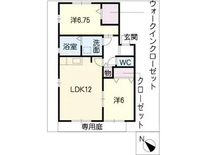 エクレール石塚B棟(2LDK/1階)の間取り写真