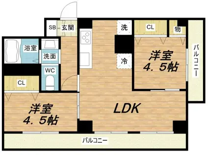西青山ハイツ(2LDK/10階)の間取り写真