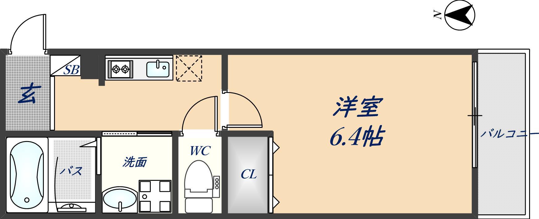 ALEGRIA平野本町II(1K/3階)の間取り写真