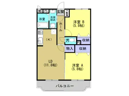 Y&グランメゾン(2LDK/2階)の間取り写真