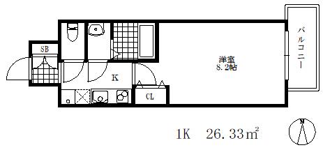 リヴィアスコウベソレイユ(1K/6階)の間取り写真