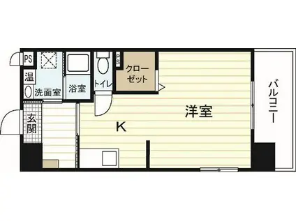 カノン廿日市(1K/2階)の間取り写真