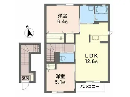 セタ・クレセオ(2LDK/2階)の間取り写真