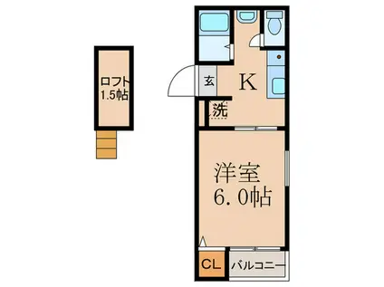 ウッドノースハイツ(1K/2階)の間取り写真