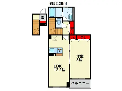 ヴィラルーチェA(1LDK/2階)の間取り写真