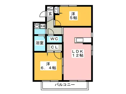 グレイス天王(2LDK/2階)の間取り写真