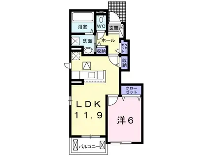 AVANCE(1LDK/1階)の間取り写真