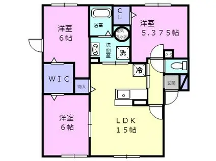 グリーンピア沼ノ端III(3LDK/2階)の間取り写真