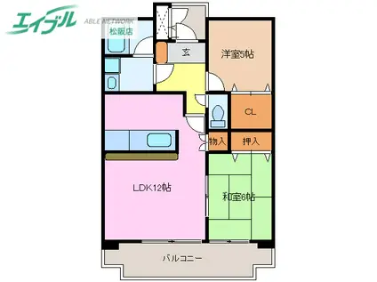 センチュリーハイランド イースト(2LDK/2階)の間取り写真