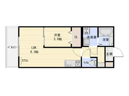 フェリス道本(1LDK/1階)の間取り写真