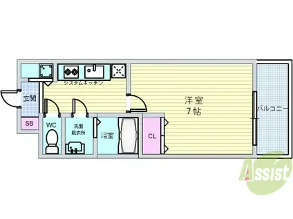エルシア池田(1K/8階)の間取り写真