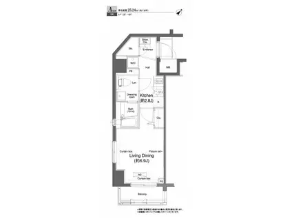 プラウドフラット門前仲町II(1K/2階)の間取り写真