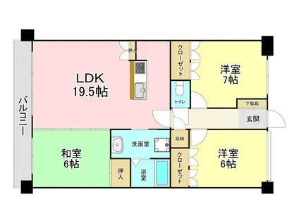 シャトレ大手町N棟(3LDK/6階)の間取り写真