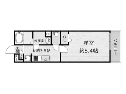 ラパンジール加島(1K/1階)の間取り写真