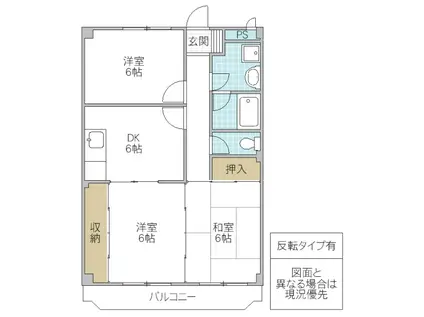 ニューマリッチ栗原(3DK/3階)の間取り写真