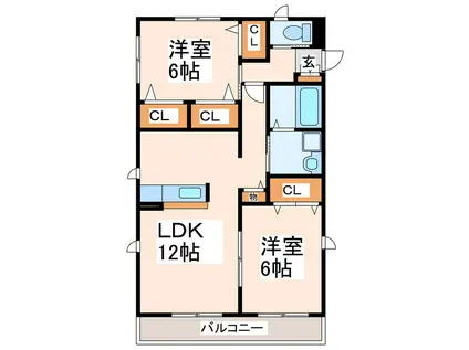 シューベルトSUYAI・II(2LDK/2階)の間取り写真