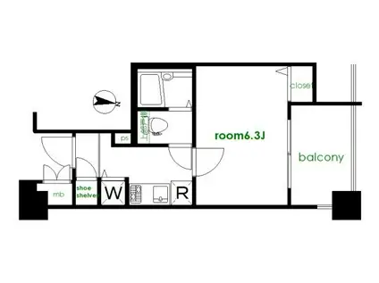 グランヴァン両国(1K/4階)の間取り写真