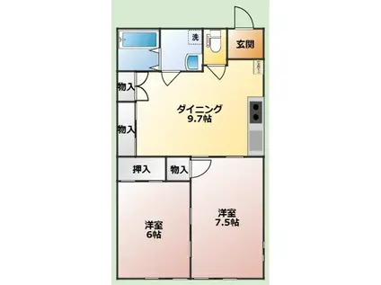 コーポ斎藤(2DK/2階)の間取り写真