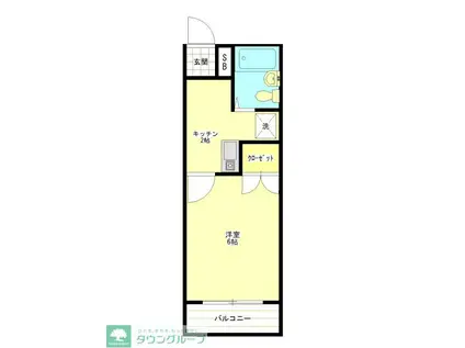 ハピネスコート(1K/2階)の間取り写真