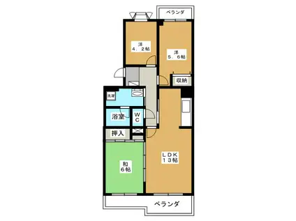 ガーデンピア(3LDK/1階)の間取り写真