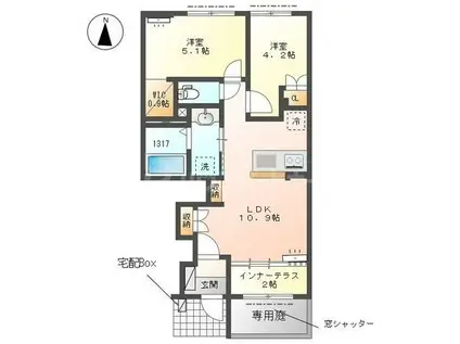 GLANZ -グランツ-(2LDK/1階)の間取り写真