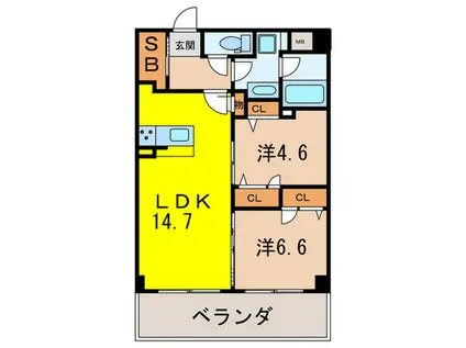 CASA MADONNA VII(2LDK/4階)の間取り写真