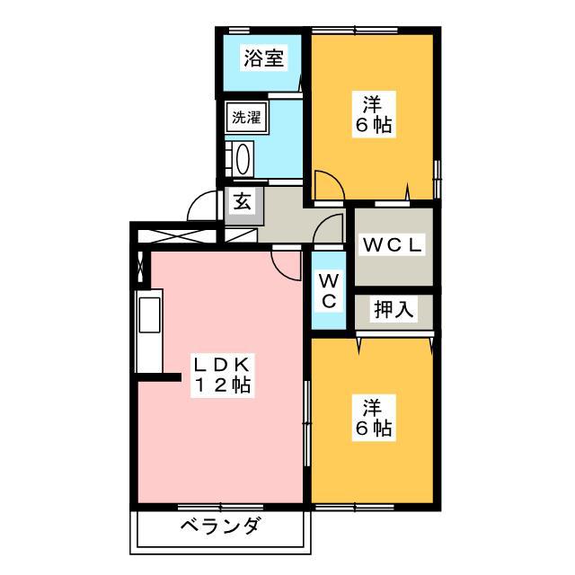 ジェントリー(2LDK/2階)の間取り写真