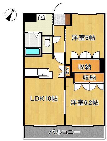 サザンクロス(2LDK/2階)の間取り写真