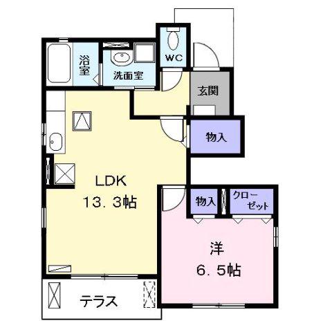近鉄名古屋線 伏屋駅 徒歩17分 2階建 築14年(1LDK/1階)の間取り写真
