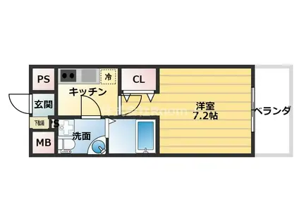 グランプラス谷町(1K/7階)の間取り写真