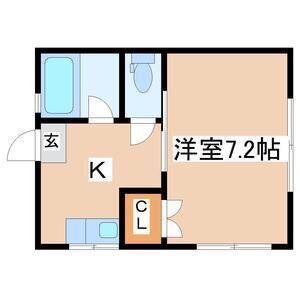 ラレーブ多賀城II(1K/1階)の間取り写真