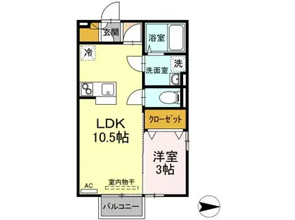 ラフィーネ(1LDK/2階)の間取り写真