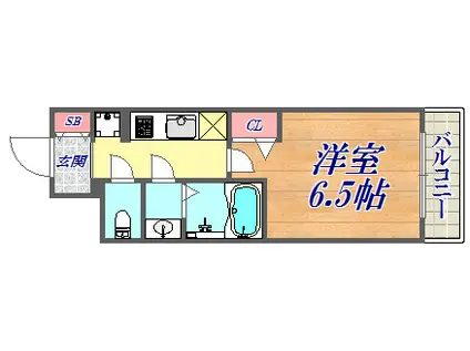 プレサンス THE神戸(1K/6階)の間取り写真