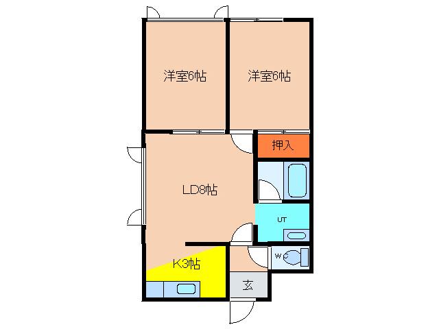 パッション富岡(2LDK/2階)の間取り写真