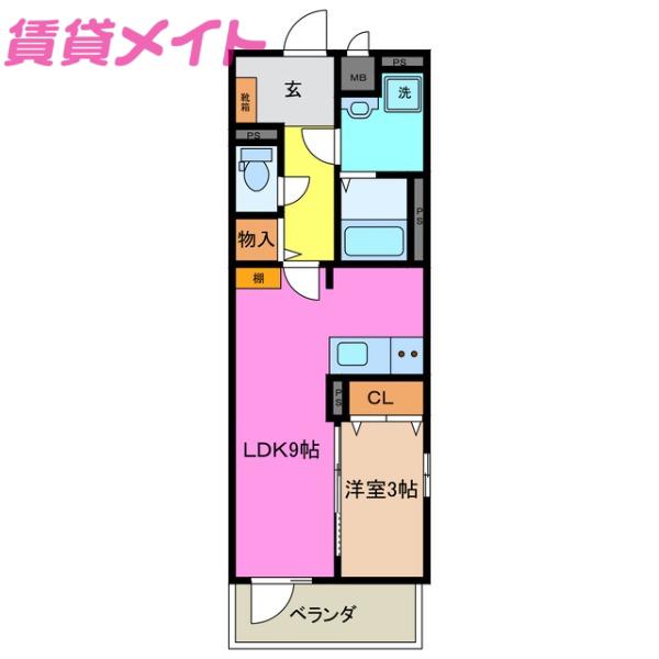 RIFORET(1LDK/2階)の間取り写真