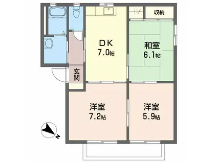 メイトパーク八代(3DK/1階)の間取り写真