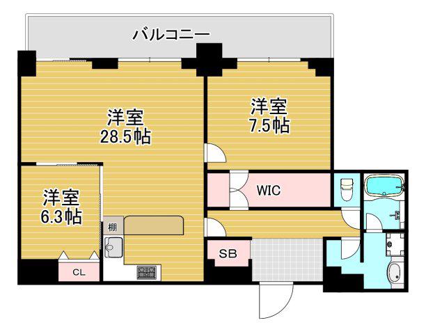 リバーサイドタワー中之島(2LDK/29階)の間取り写真