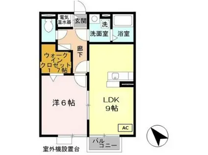 クレインウッド恵美酒B棟(1LDK/2階)の間取り写真