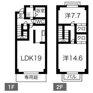 REGULUS(2LDK/1階)の間取り写真