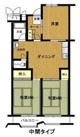播磨城の宮3号棟(3DK/3階)の間取り写真